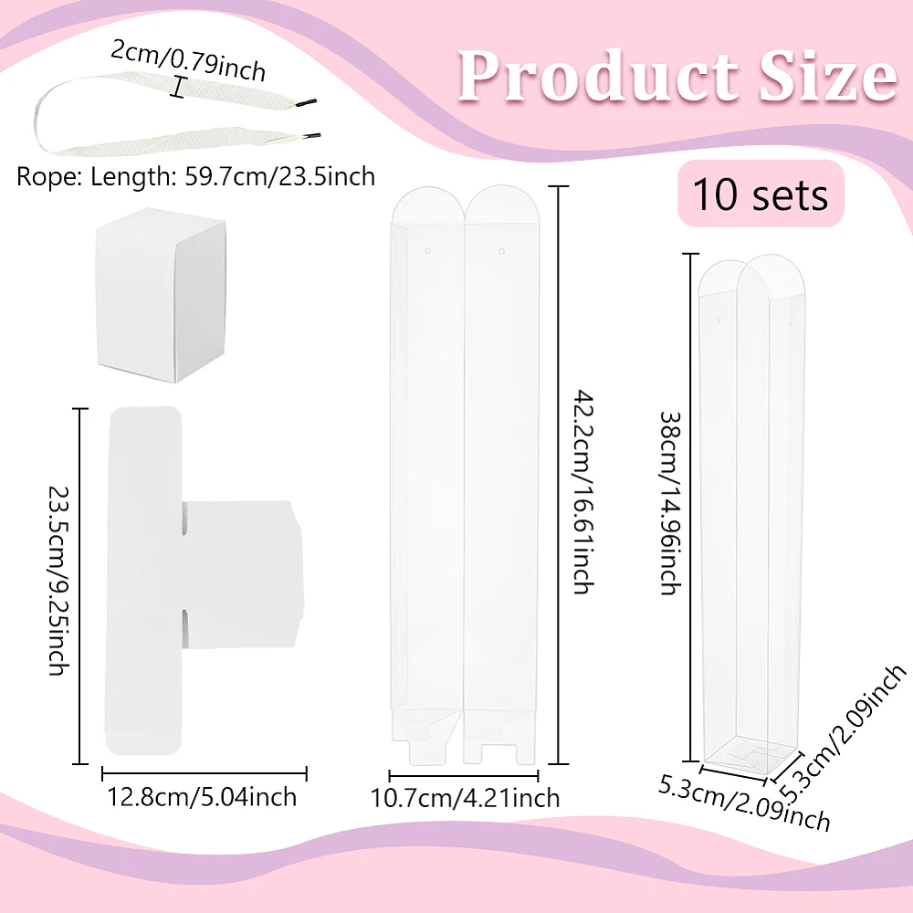 10Pcs Clear Flower Packing Boxes White Single Rose Flower Box Empty Bag Flower Gift Boxes for Graduation Hallowmas