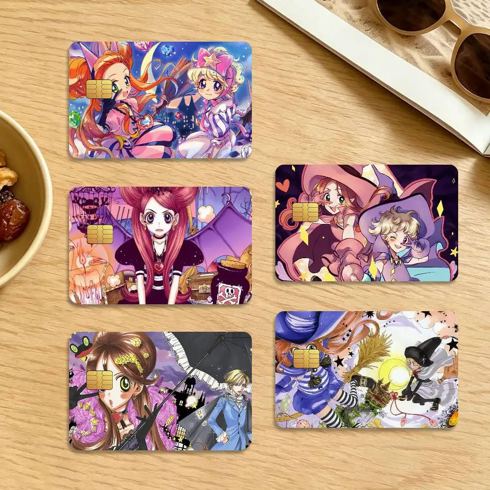 Anime Sugar Sugar Rune Waterproof Anti-Scratch Card Skin Stickers 4Pcs Stylish Decor Covers for Credit & Debit Cards