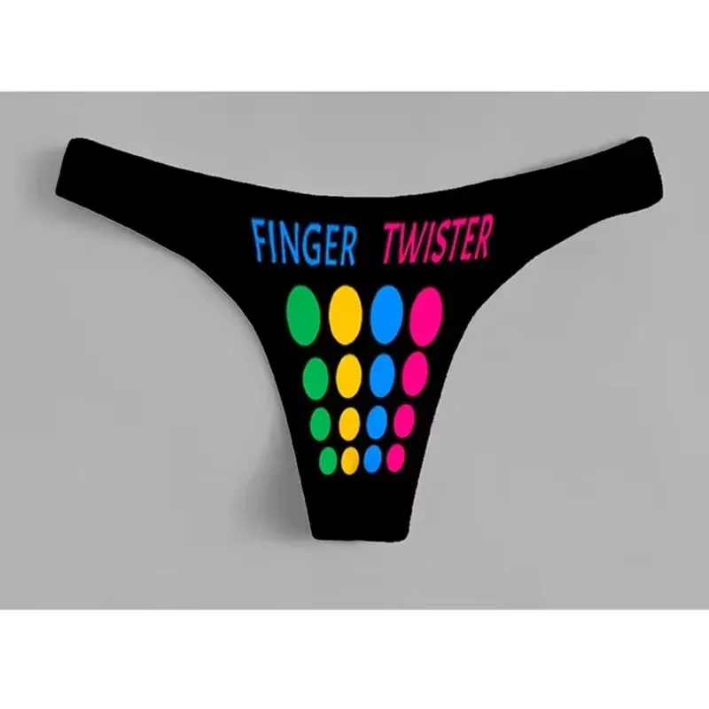 Custom Panty String Lingerie Foto Finger Twister Personaliseren String Slipje Omkeerbaar Met Uw Woorden Bedrukt Sexy Grappig Cadeau