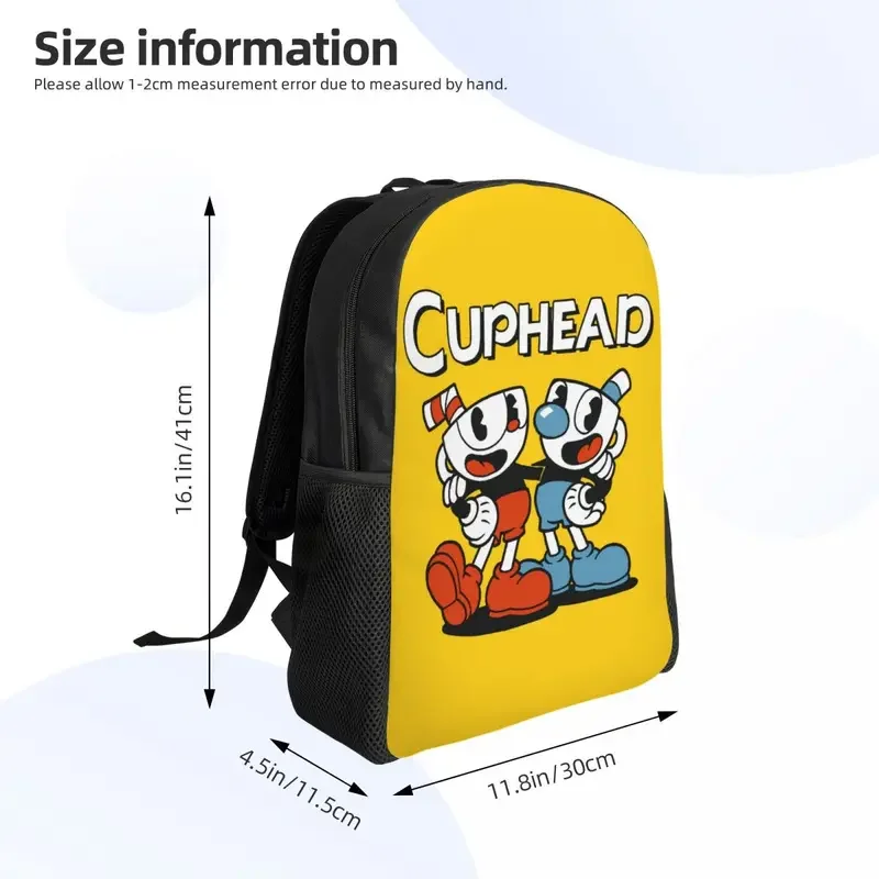 Cuphead Mugman tas punggung untuk pria wanita, tas sekolah kuliah kartun permainan tahan air motif tas buku