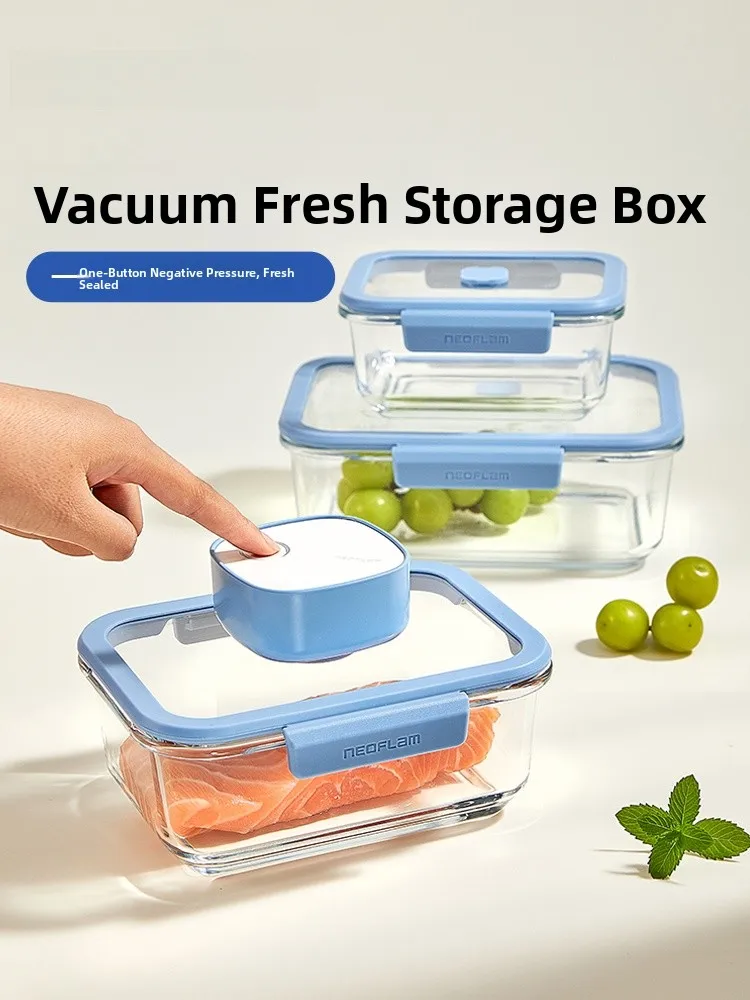Neoflam Glass Food Storage Container Vacuum Sed Microwave Se Freezer Se Rectang…