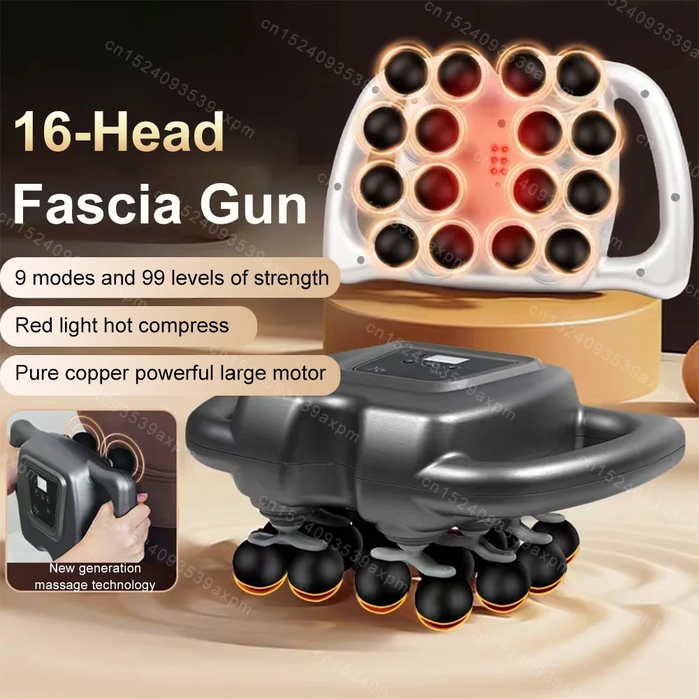 Fascia Gun 16 Heads Massage Gun Lose Fat Vibration Muscle Relaxation Massager Relief Neck Back Waist Massage Instrument Shaping