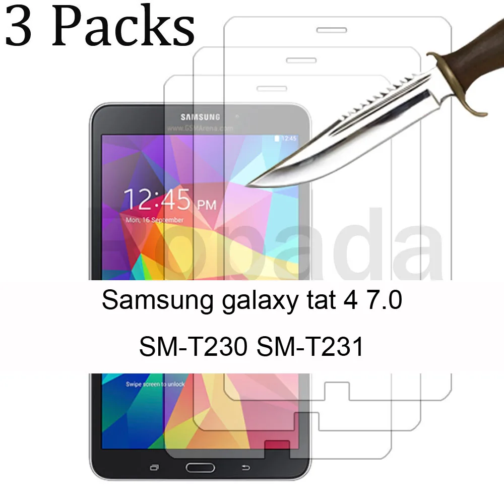 3PCS Glass screen protector for Samsung Galaxy Tab 4 7.0 SM-T230 SM-T231 SM-T235 tablet protective film