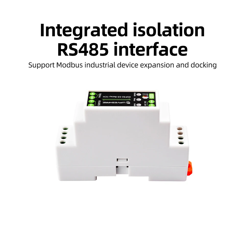 Waveshare ESP32-S3 1-Kanal-Relaismodul mit 2,4G WiFi 5.0 Bluetooth RS485 Dual Core 240MHz Industrielles DIN-Schienengehäuse mit RTC-Uhr – Detail 6