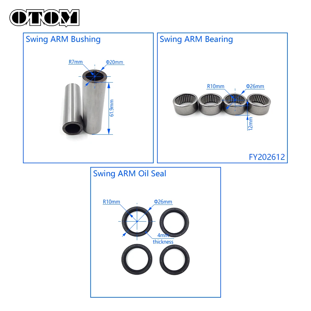 OTOM-오토바이 리어 쇼크 업소버 서스펜션 수리 부품, 혼다 XR250R XR250 BAJA MATARD 더트 바이크 베어링 오일 씰 부싱