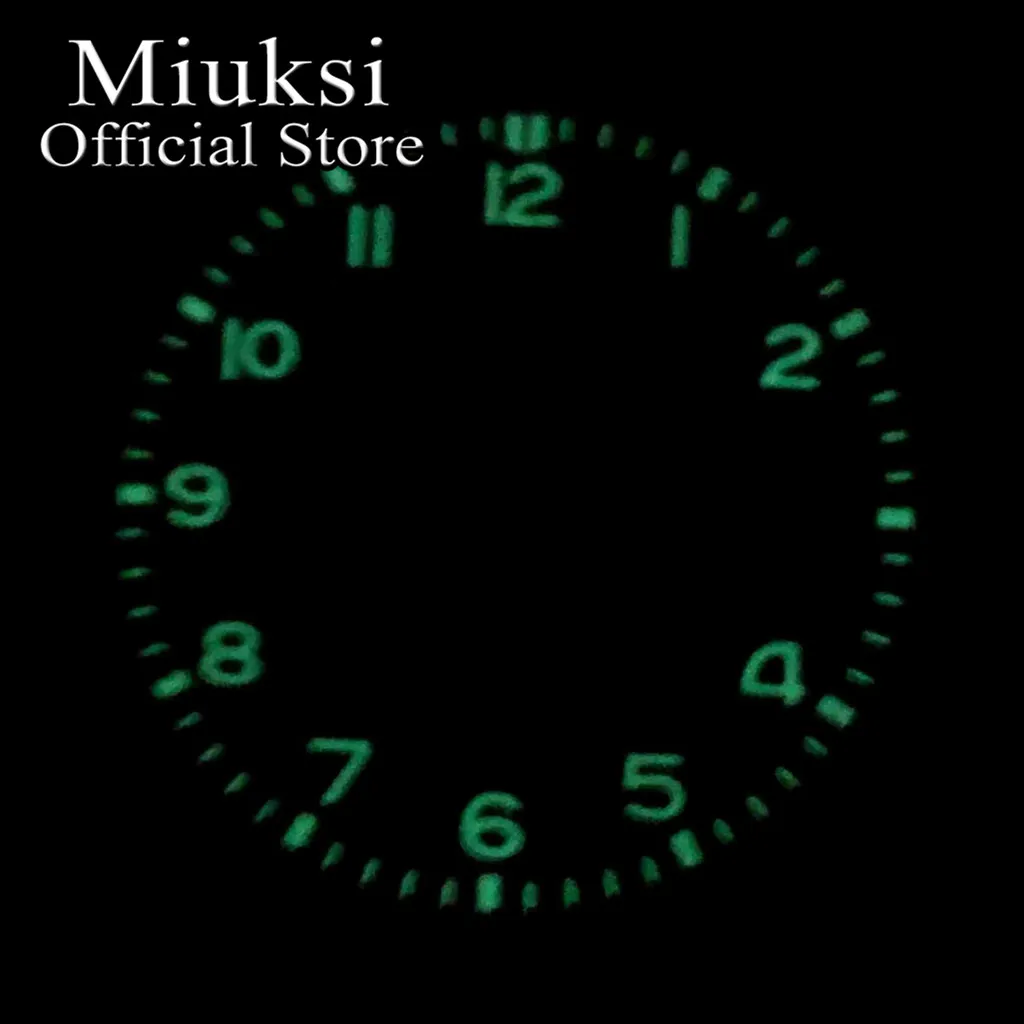 Miuksi 33.5mm black blue green watch dial luminous dial fit NH35 movement