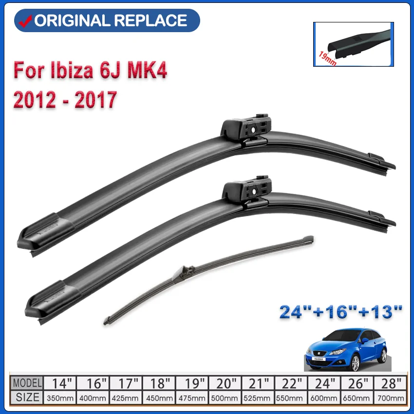 Front Rear Car Wiper Blades For Seat Ibiza 6J MK4 2012 - 2017 Windshield Windscreen Brushes Cleaning Accessories 24