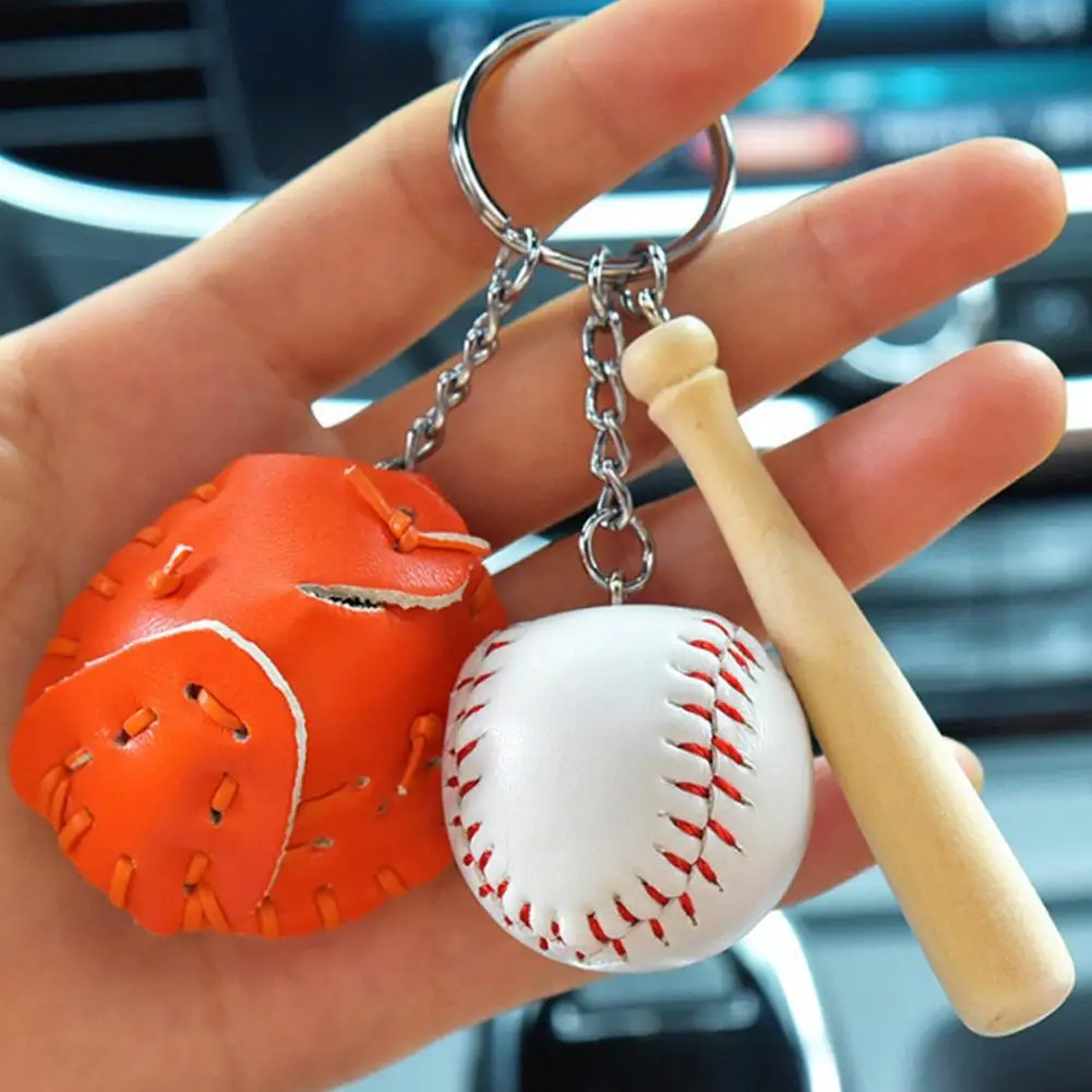 Sports Keychain Table Tennis Pendants Bat Ball Baseball Bat Gloves Racket Key Chain Car Key Chain Decor Fans Keyring