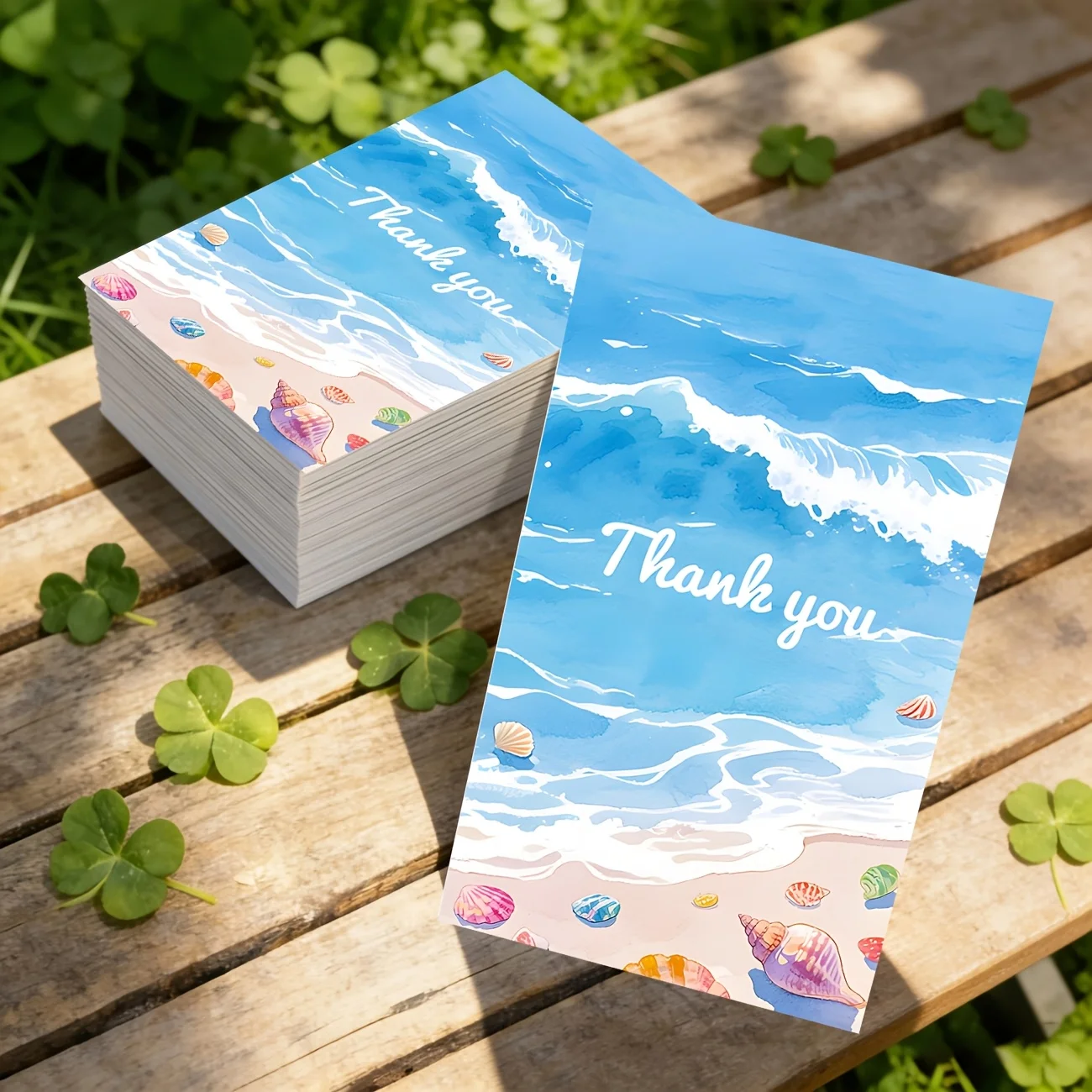 50PCS Healing Watercolor Seaside Appreciation Cards, Used for Souvenirs, Business Appreciation and Other Occasions