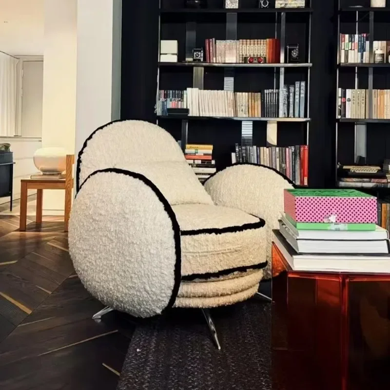 Nordic simple designer bedroom lazy sofa small apartment lazy wind Internet celebrity lamb wool creative leisure chair