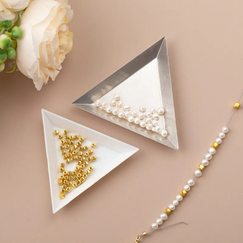 Beading & Nail Art Triangle Tray - Aluminum/Plastic Gem Setting Organizer for DIY Jewelry Making & Rhinestone Application