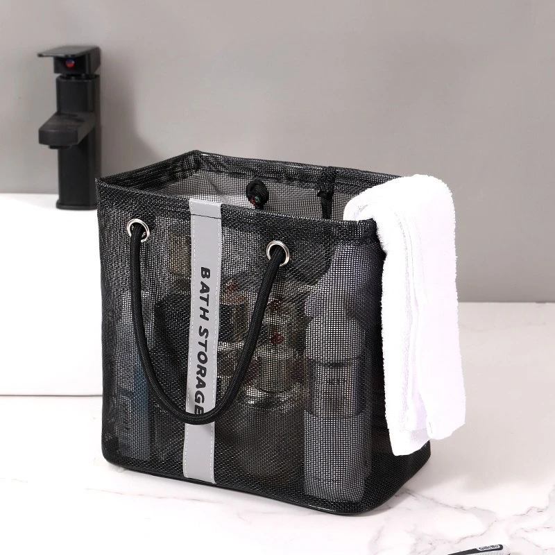 Handheld Mesh Drainage Shower Bag Swimming and Fitness Storage Bag Bathroom Supplies Organizer Large Capacity Storage Bag