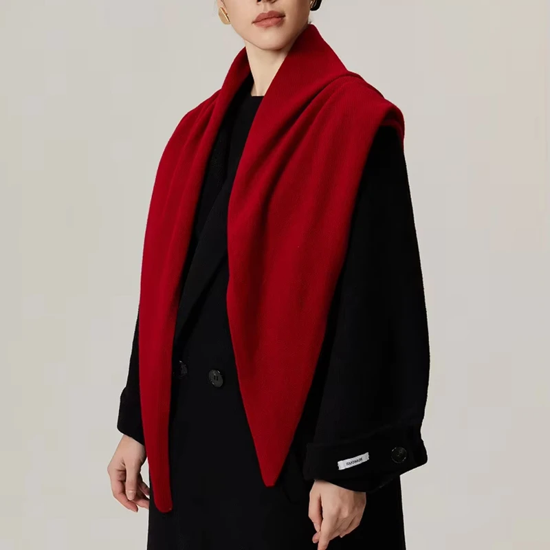 

Wool Triangle Scarf Korean-Style Atmosphere Women's Dual-Use Premium Skiing Warmth Large Shawl Skiing Accessory