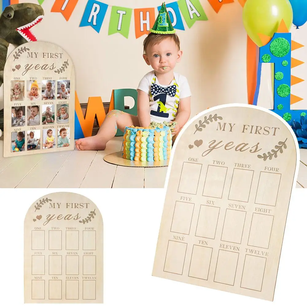 Gift Wood My First Year Photo Display Board Calendar Card 12 Months Baby Picture Frame Baby's First Year Photo Frame