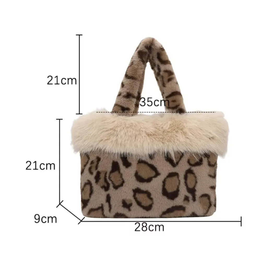 Elegante Leopardenmuster-Pelztasche, weiche, warme Schultertasche, geräumige, pelzige Handtasche für Damen. – Detail 1