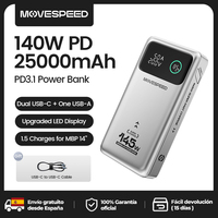 MOVESPEED M25Pro 140W Power Bank Fast Charge 145W Max 25000mAh External Battery PD3.1 Powerbank for iPhone MacBook Lenovo Laptop