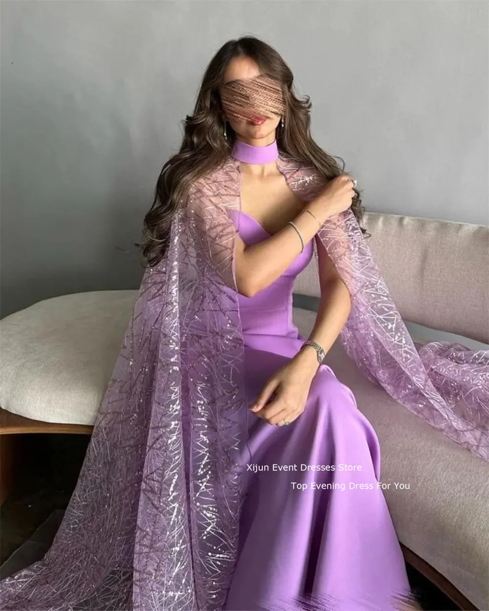 

Xijun Lavender Formal Evening Dresses Lace Flower Saudi Arabric Prom Dresses A-Line Sweetheart Prom Gowns Luxury Party Dresses