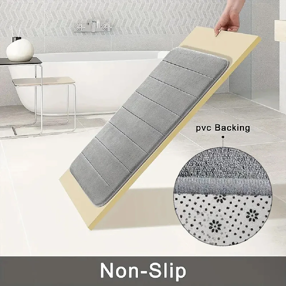 3 Pcs Bathroom Mat Set Non-slip Toilet Carpet Memory Foam Absorbent Bathroom Floor Mats Shower Rug Home Decor Waterproof Footpad