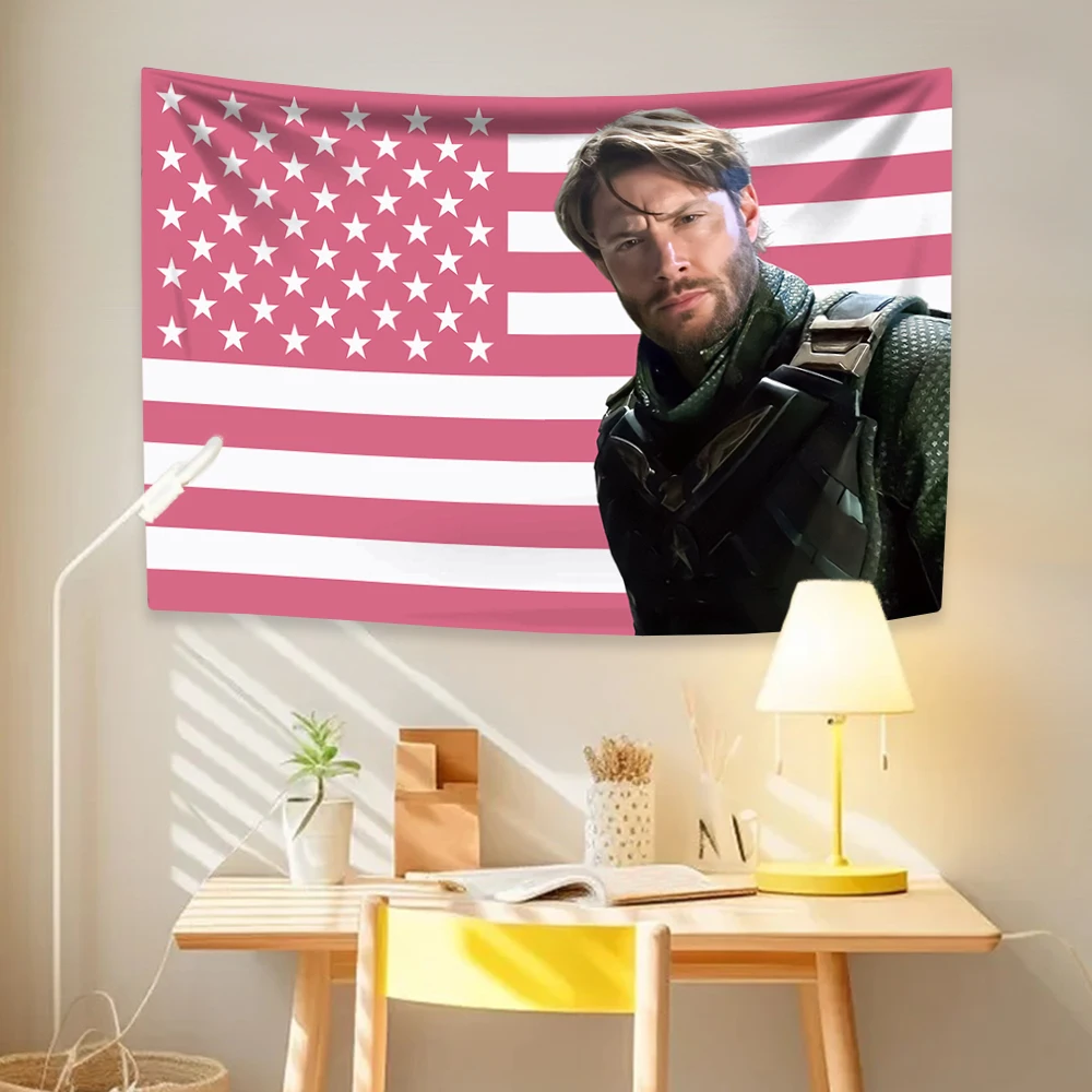 Jensen Tapestry Ackles American Flag Famous Actor Home Decor Wall Hanging Covering Bedroom Dorm Backdrop Outdoor Decor Fans Gift