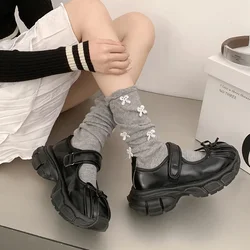Women Casual Black Platform Ballet Shoes Thick Sole Sneakers New Summer Fashion Bow Single Shoes Woman Platform Mary Jane Pumps