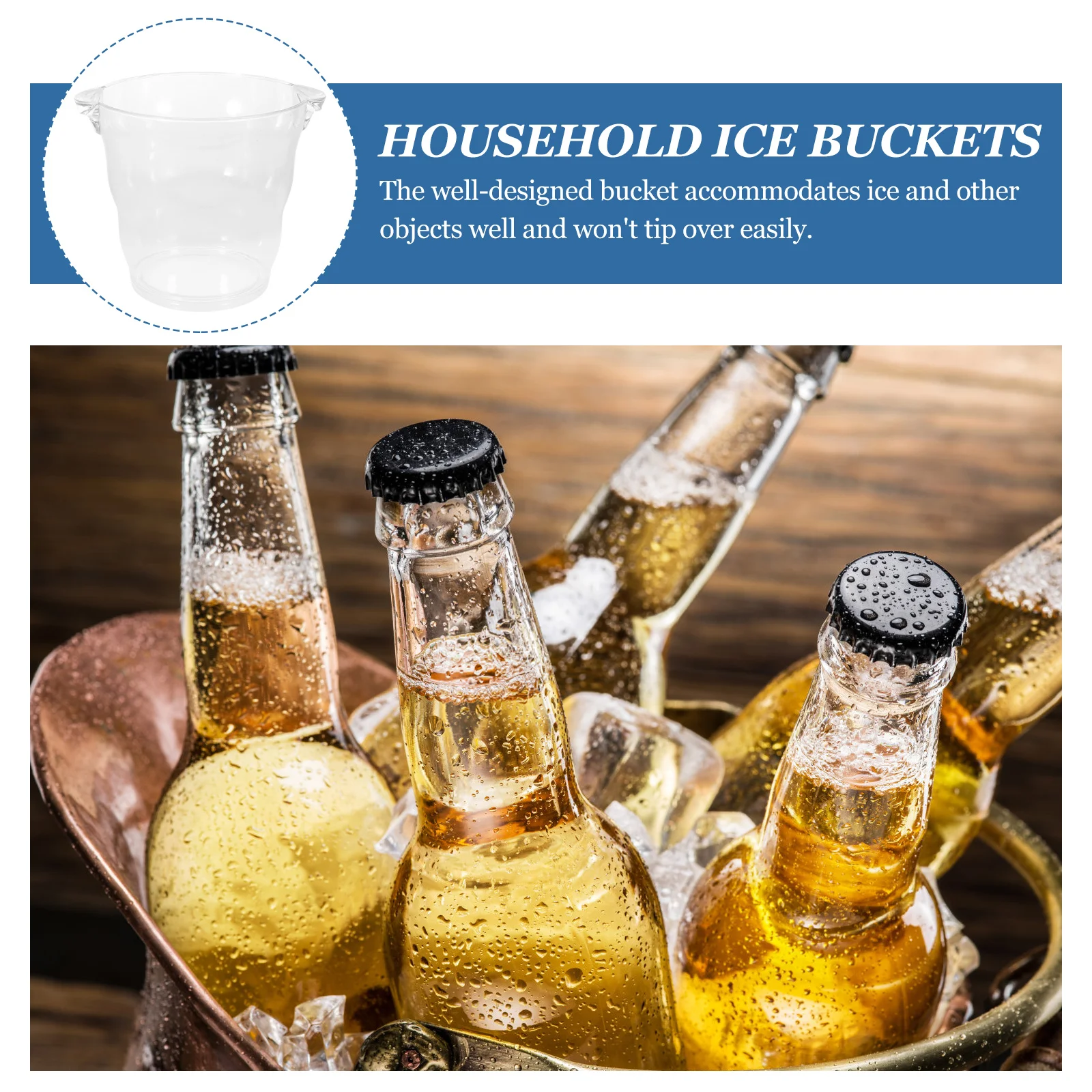 

Premium Acrylic Ice Bucket Wine Container Bar Hotel Portable Handheld Reusable Multi-Function Transparent Household Desktop