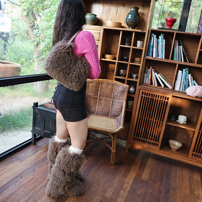 Fashion Autumn Winter Bags Luxury Women's Soft Plush Shoulder Bag Female Furry Purse Tote Handbags Large Capacity Crossbody Bag view 4