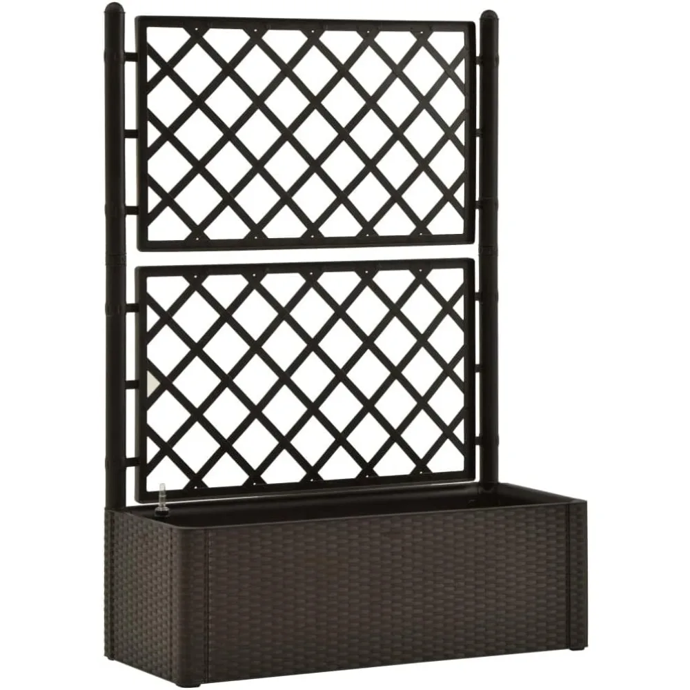 

Garden Raised Bed with Trellis, Raised Bed for Flowers and Plants, Self Watering Planter with Water Level Indicator,