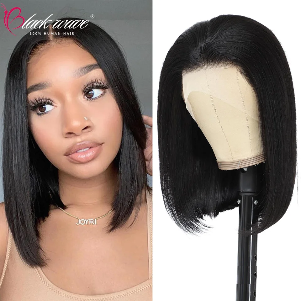 

Bob Wig Human Hair 13x4 Transparent Lace Front 4x4 Lace For Black Women Remy Hair Glueless Wigs Human Hair 180% Density 10 Inch