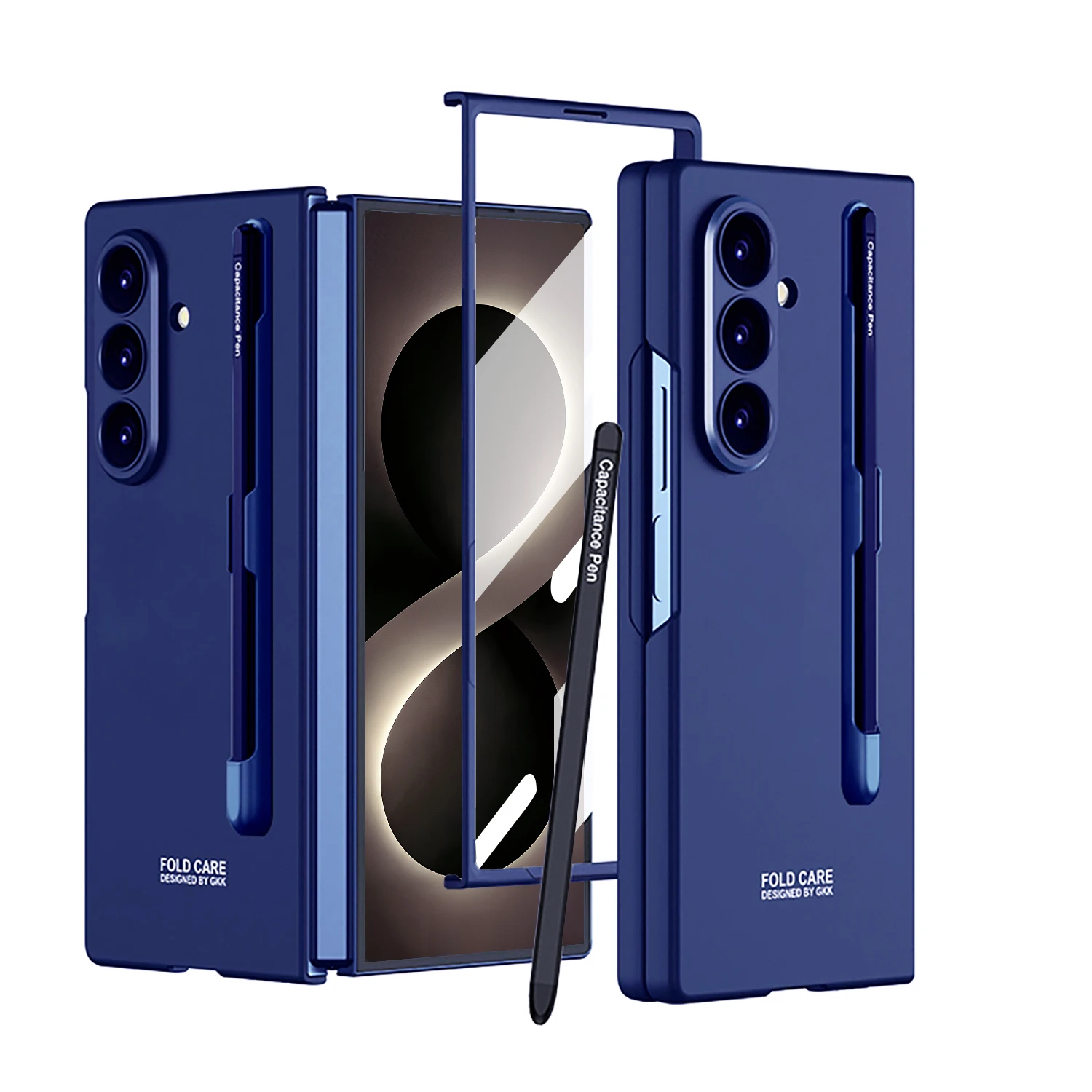 With Pen Slot For Samsung Galaxy Z Fold 8 Ultra Case Protective with Front film Metal Feel Mobile Phone Back Cover