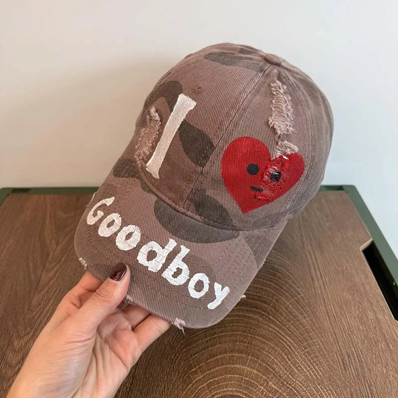 

High Quality Big Size Hat American Style Hand-painted Graffiti Camouflage Baseball Cap For Women Street Hip-hop Men's Denim Hat