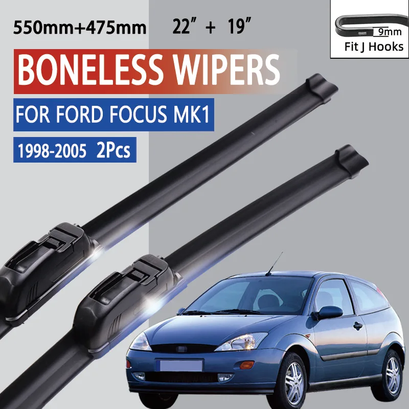 For Ford Focus MK1  1998-2005 Car Windshield Wiper U-type Soft Rubber Frameless Bracketless Car Wipers 22