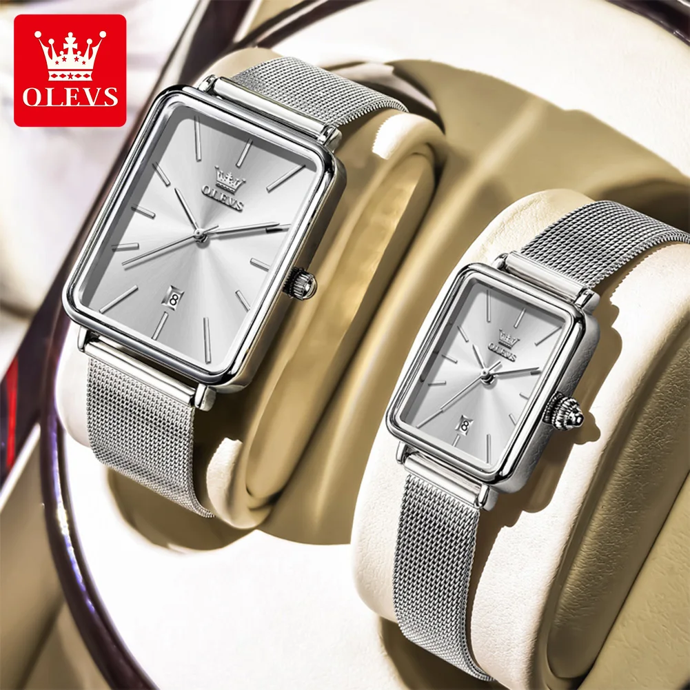 OLEVS 3692 Lover's Watch for Men Women Simple Fashion Elegant Original Waterproof Calendar Couple Watches Quartz Watch Gift Box
