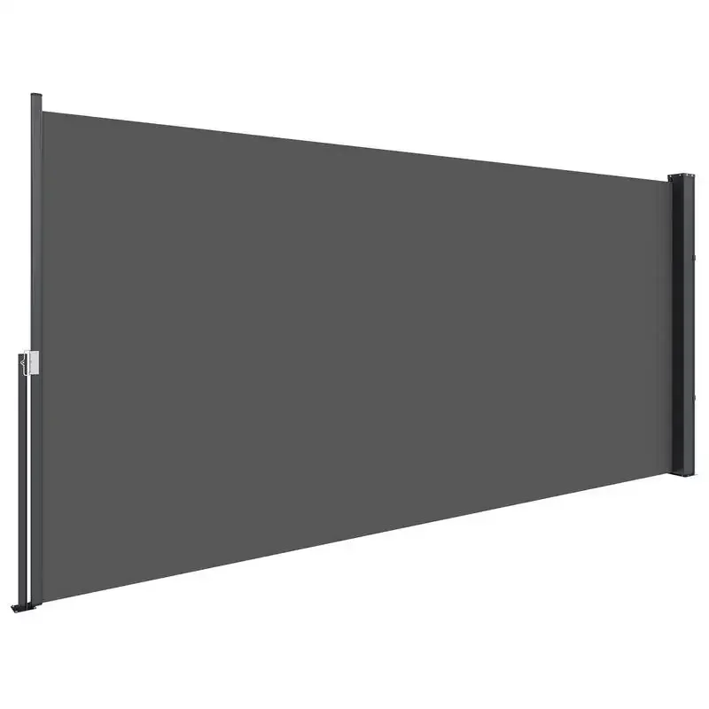 Store latéral brise-vue paravent rétractable 3 x 1,4 m en aluminium. Polyester anti-UV haute densité 180 g/m² gris foncé