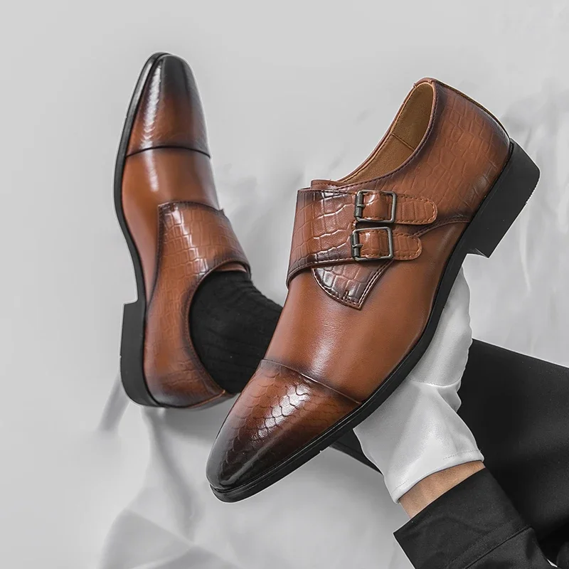 

Men Shoes Buckle Pointed Toe Dress Shoes Fashionable Formal Shoes Adult