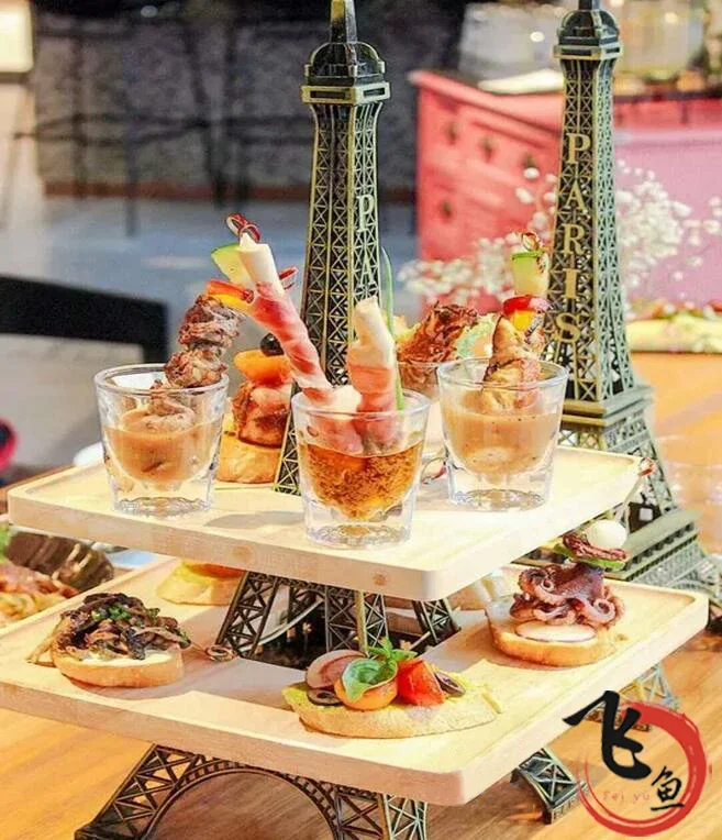 Hotel Western Restaurant Dessert Table Ornament Eiffel Tower Display Stand Afternoon Tea Dim Sum Rack Dessert Pastry Tray