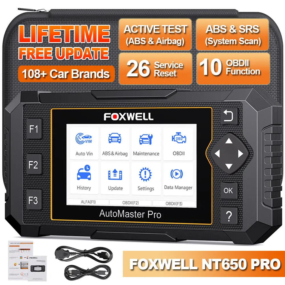 FOXWELL NT650 Pro OBD2 Car Auto Scanner Wifi Bidirectional Tool Engine ABS SRS Airbag Code Reader 26 Reset Car Diagnostic Tool