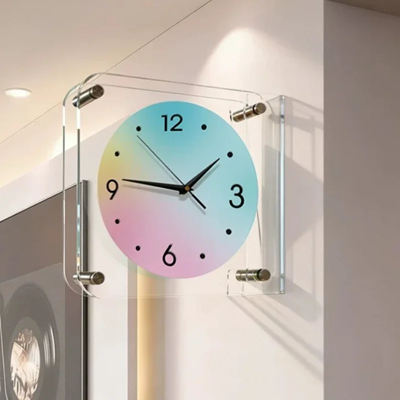 Aesthetic Double-sided Wall Clock Elegant Modern Home Corner Wall Clock Noiseless Art Decoration Clocks Living Room Ornaments