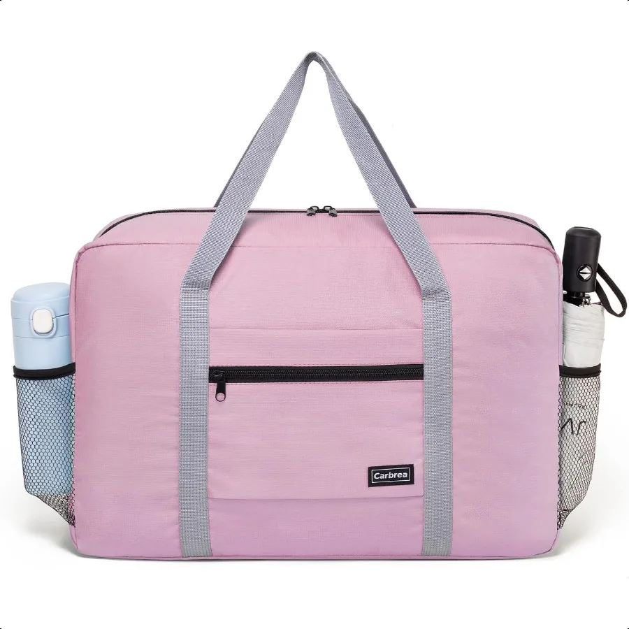 

Personal Item Bag for Airlines Foldable Travel Bag 18x14x8 Small Duffle Bag for Spirit Frontier Weekender Overnight Pink