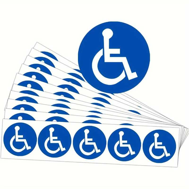 1PC Sticker Disability Sign Set Waterproof UV Resistant for Wheelchair Accessible Barrier Signs on Glass Windows Doors