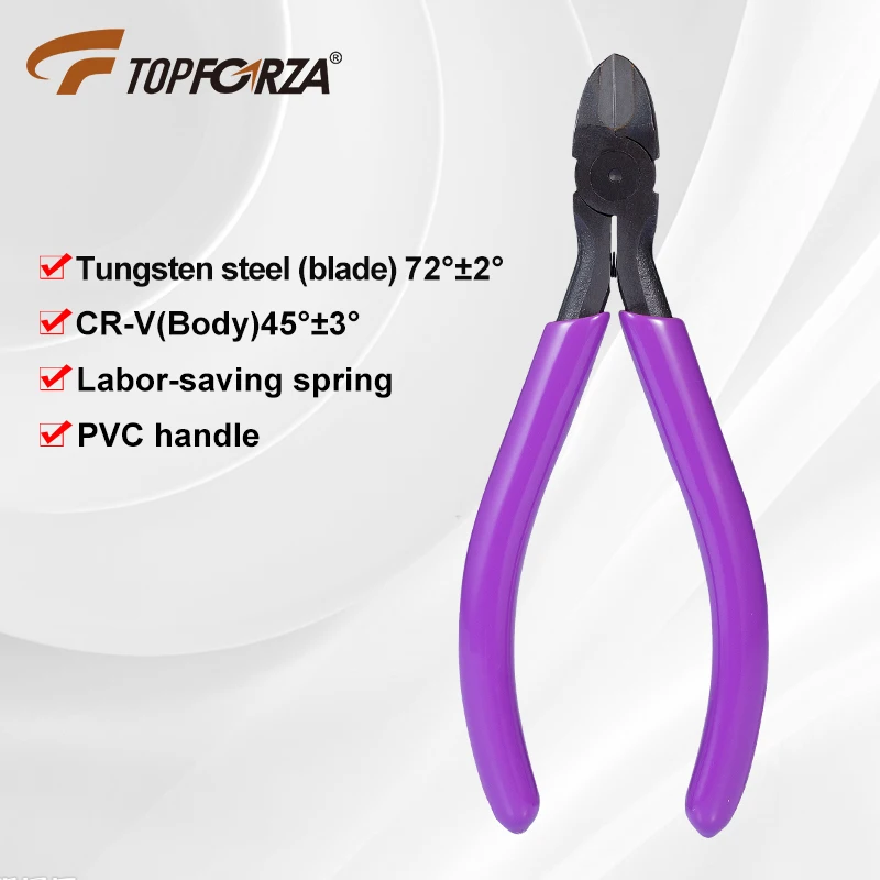 Topforza1pc Pemotong Kawat Baja Tungsten Baja Diagonal Pemotong Tang Pemotong Samping Kabel Burrs Nipper Listrik DIY Memotong Tangan Juga