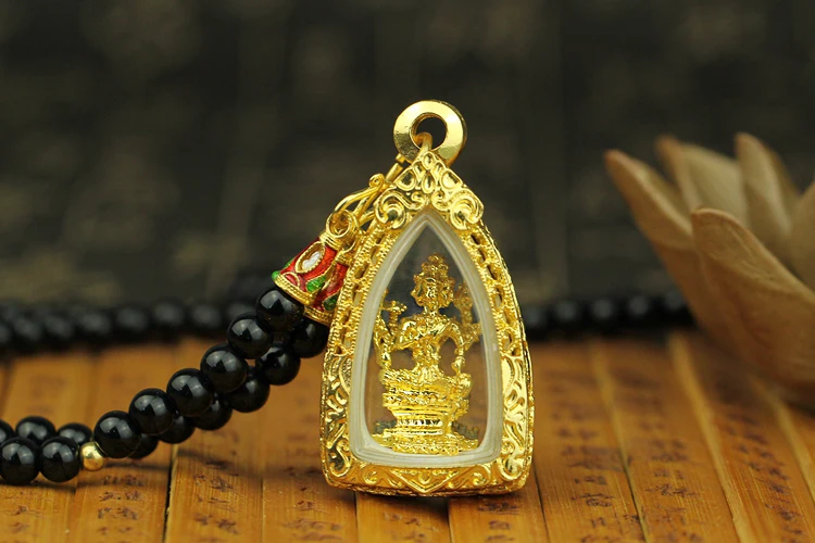 Asia Thailand four faced Buddha figure bring fortune GOOD LUCK healthy safe Effective card Pendant Amulet