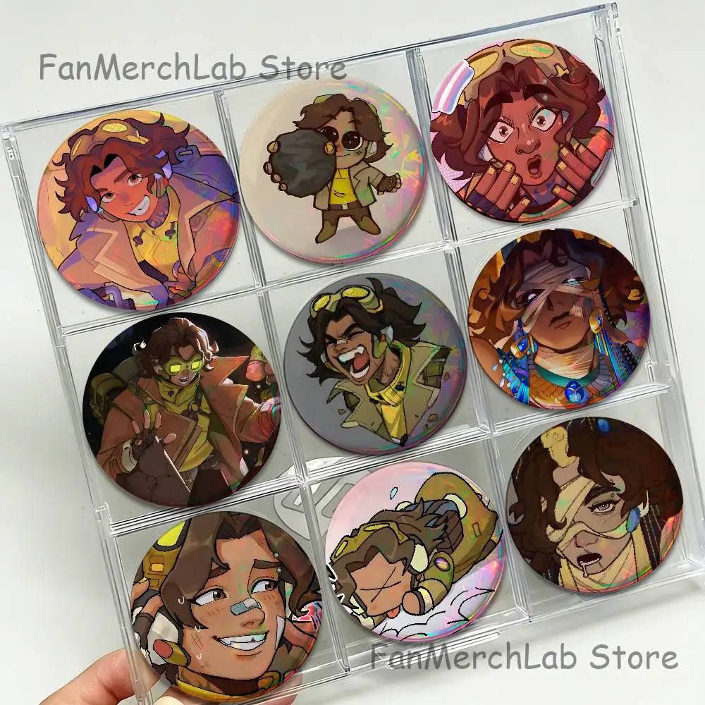 For Venture O-Overwatch Brooches for Backpack Jewelry Accessories Gift Round Creative Anime Badge Brooch on Gifts