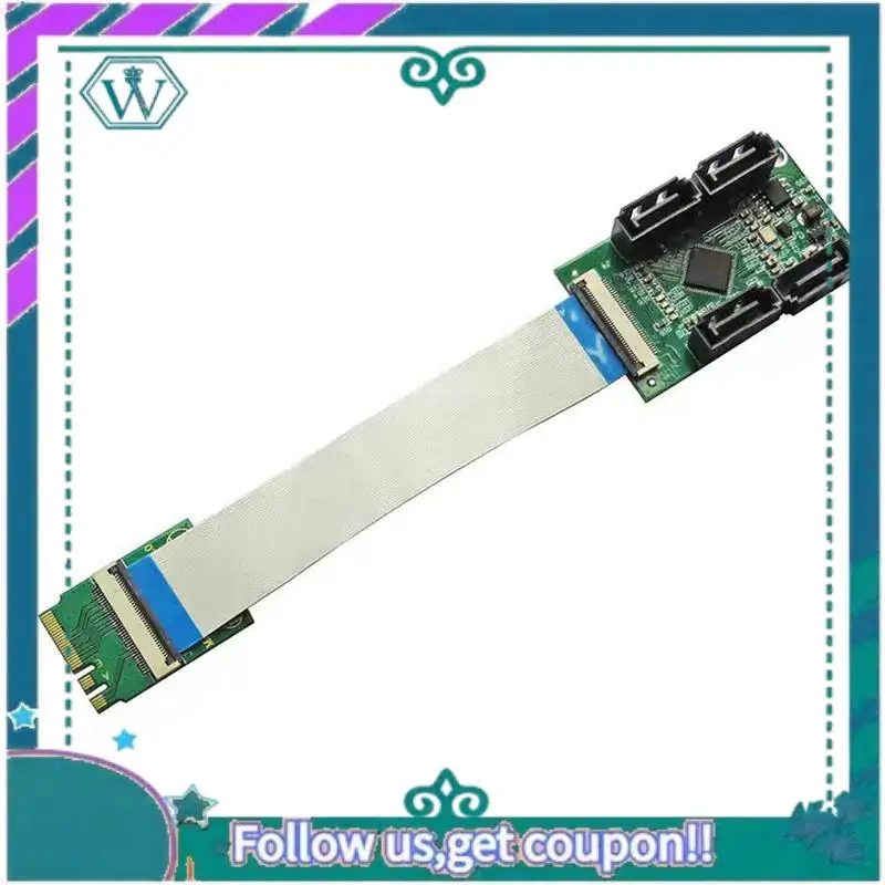 

A75Q-ASM1064 Адаптер M.2 Wi-Fi на 4 SATA 3.0 Удлинительный кабель M.2 Wi-Fi поддерживает черный и белый для Synology