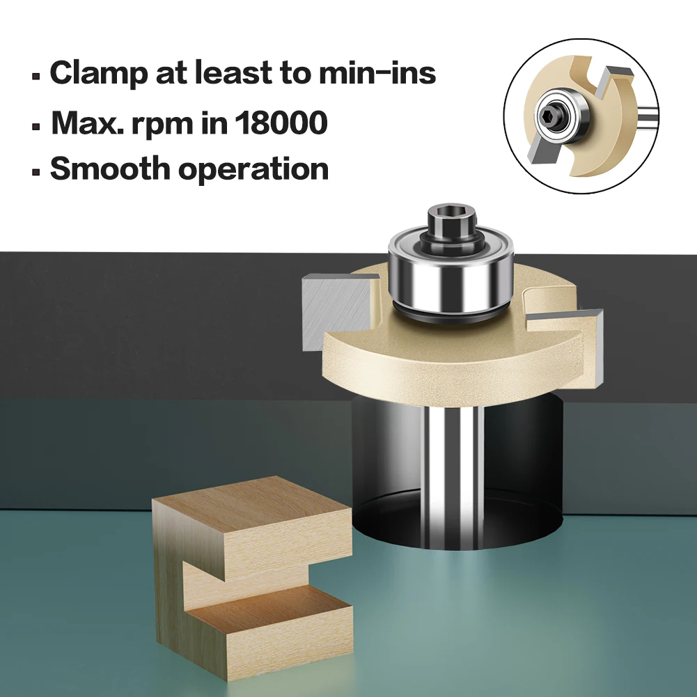 6mm 1/4in Shank T-Slot Router Bit T Type Slotting Cutter with Bearing Rabbeting Milling Cutter Woodworking Tools