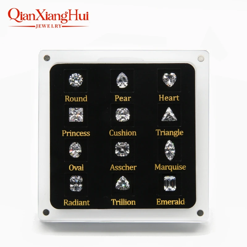 12 Shapes Loose Gemstone Display Tools Box Diamond Tester Master Set for Jewelry Identification