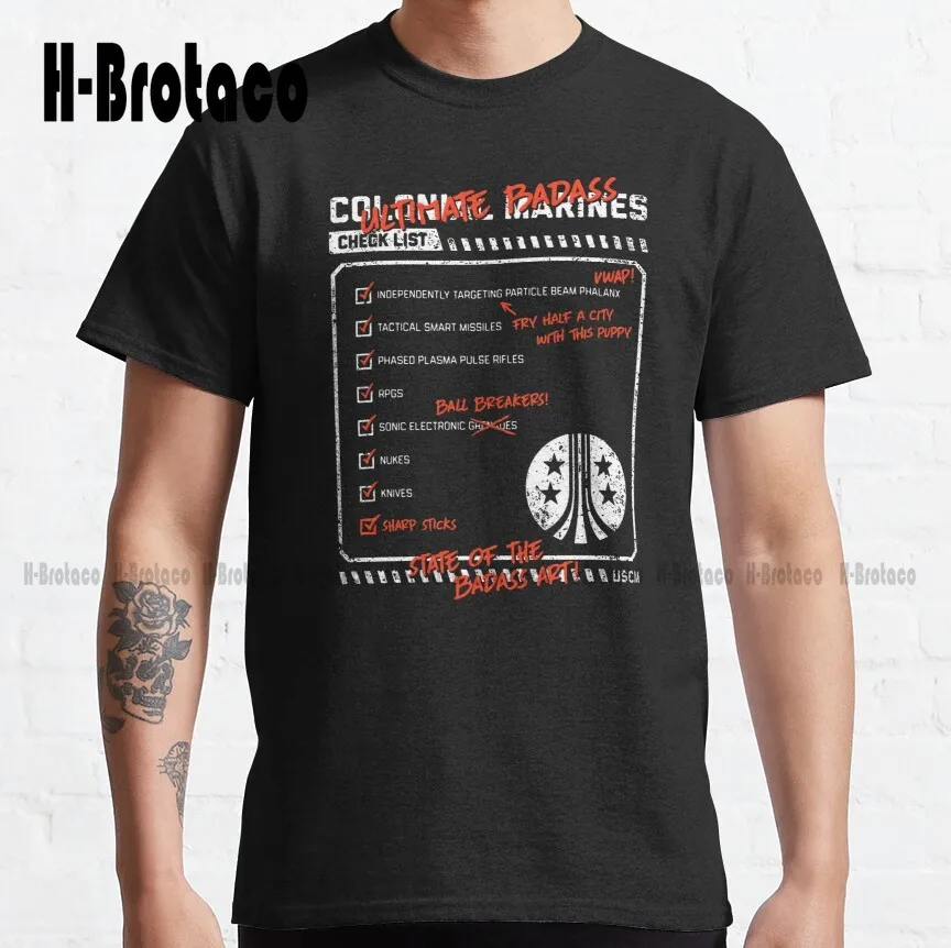 Colonial Marine Checklist Uscm Marines Sci Fi Classic T-Shirt Funny Art Streetwear Cartoon Tee Xs-5Xl Unisex Digital Printing