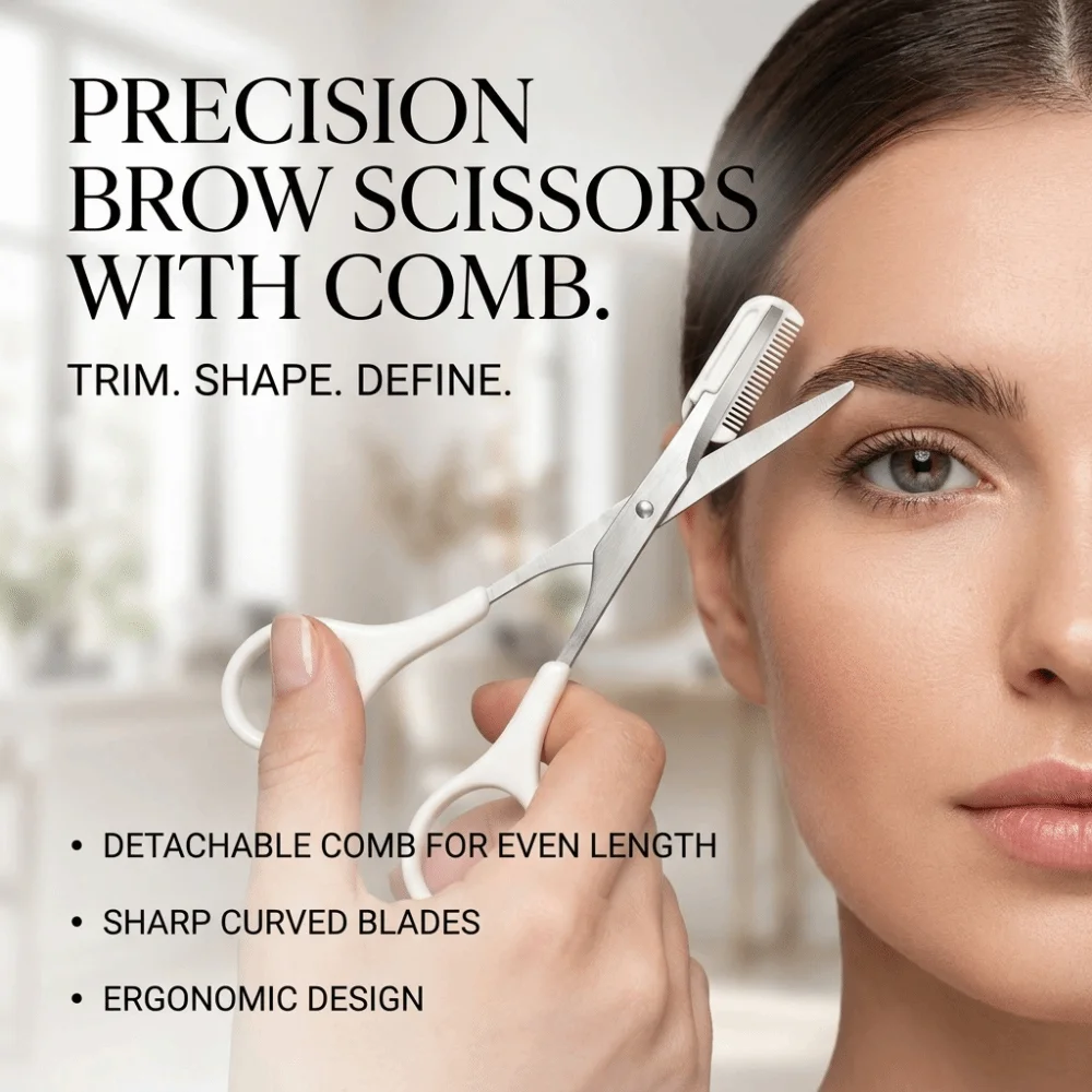 1pc/24pcs Stainless Steel Eyebrow Trimming Scissors Rounded Tip Compact Lightweight Beauty Tool With Comb Safe Trimming
