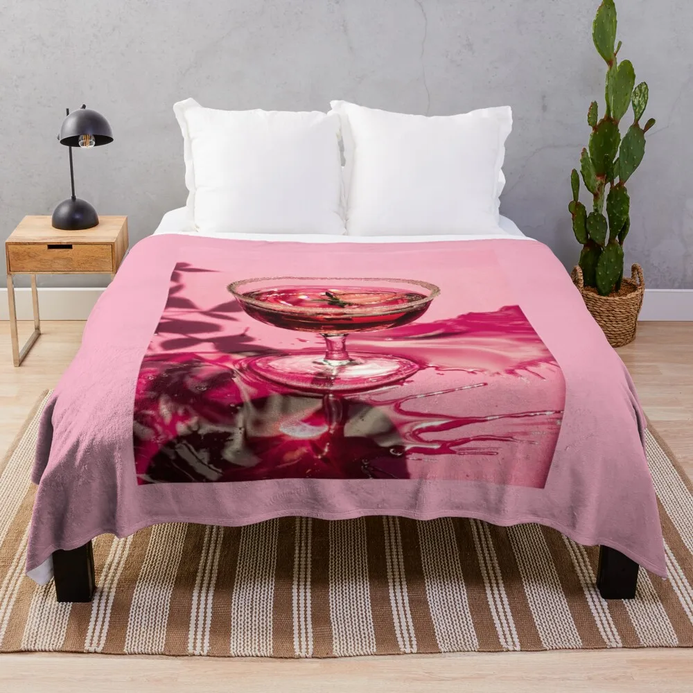 

Pink Strawberry Cocktail Throw Blanket Blankets For Baby Vintage sofa bed Travel Blankets