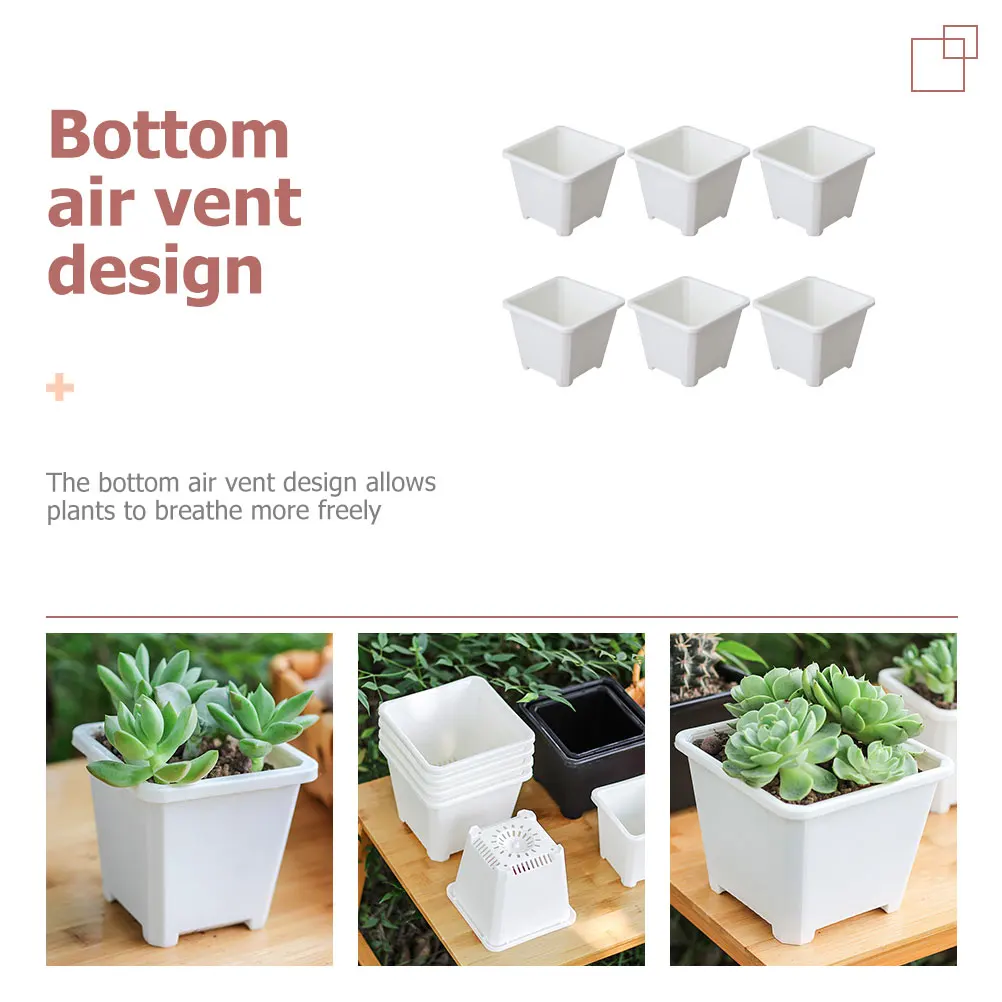 

6 Pcs Household Thickened Square Flower Pot Miss Indoor Plant Pots Plastic Raw Material Garden