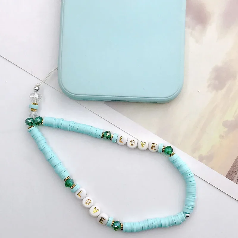 Beautiful Flowers Star Beads Phone Chain Lanyard for Women Acrylic Pearl Clay Phone Case Strap Charm Jewelry Accessories